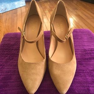 Franco Sarto beige suede heels size 10M.